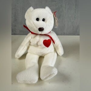 Vintage TY Valentino Bear Beanie Baby White Vintage Collector Valentines Love